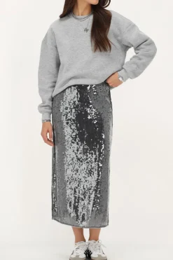 Zwarte Midi Rok Met Pailletten