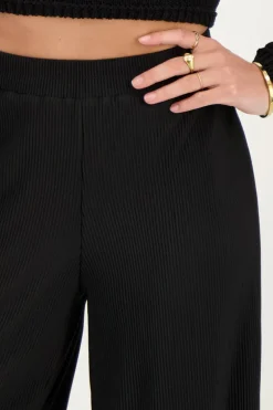 Zwarte Plissé Broek Met Elastiek