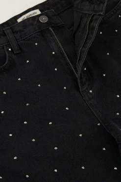 Zwarte Wide Leg Jeans Met Steentjes
