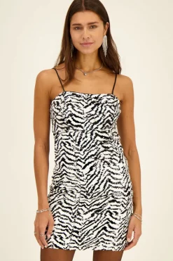 Zwart-witte Zebra Jurk Met Pailletten